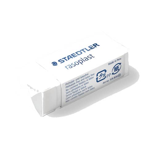Gomma Rasoplast per matita Staedtler - 43 x19 x13 mm - bianca - conf. 30 pezzi - 526B30